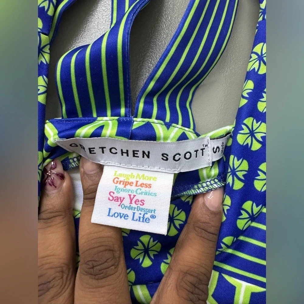 Gretchen Scott Jersey Isosceles Green and Blue Mini dress size small